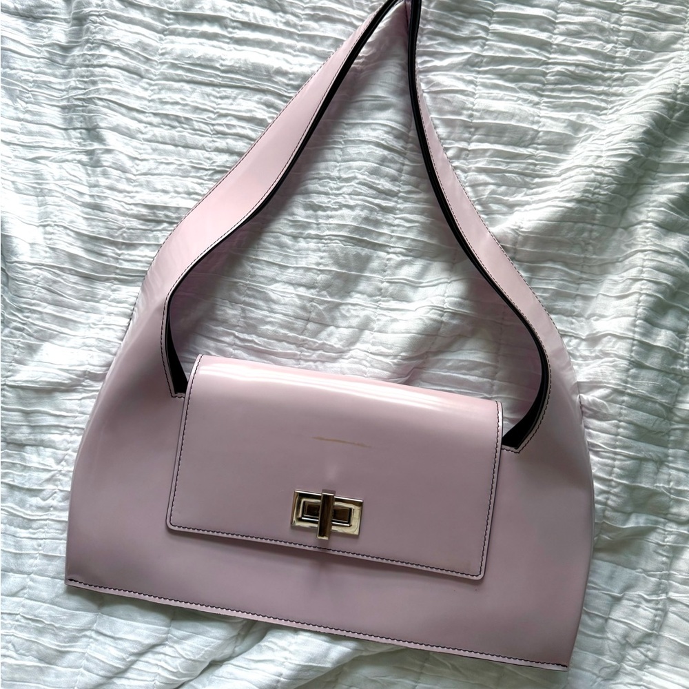 Audette Lavender Leather Baguette Bag